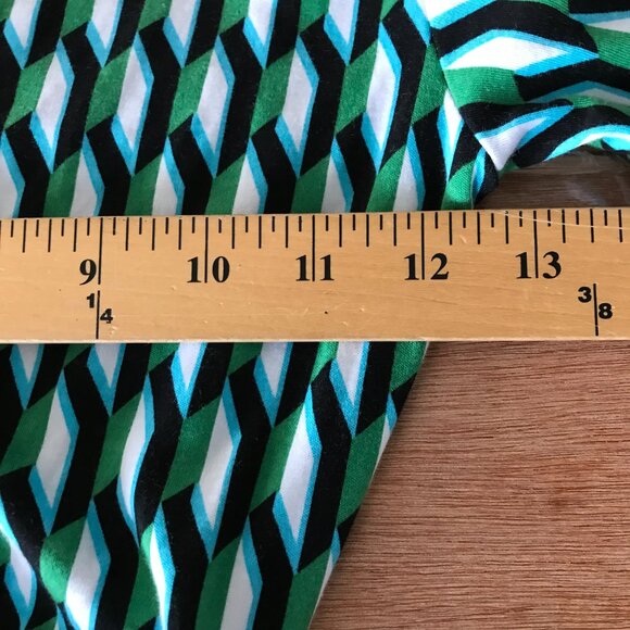 Diane Von Furstenberg Target Wrap Dress Women XS Green Geometric Tie Waist 18081 - Picture 8 of 12